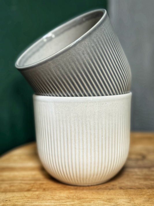 Ribbed Belly Pot Grey/White