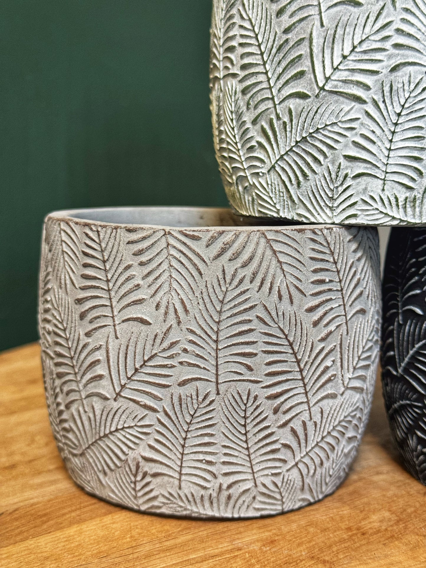 Fern pots/Cement look -Black/Green/Grey