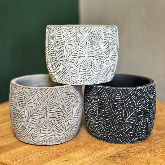 Fern pots/Cement look -Black/Green/Grey