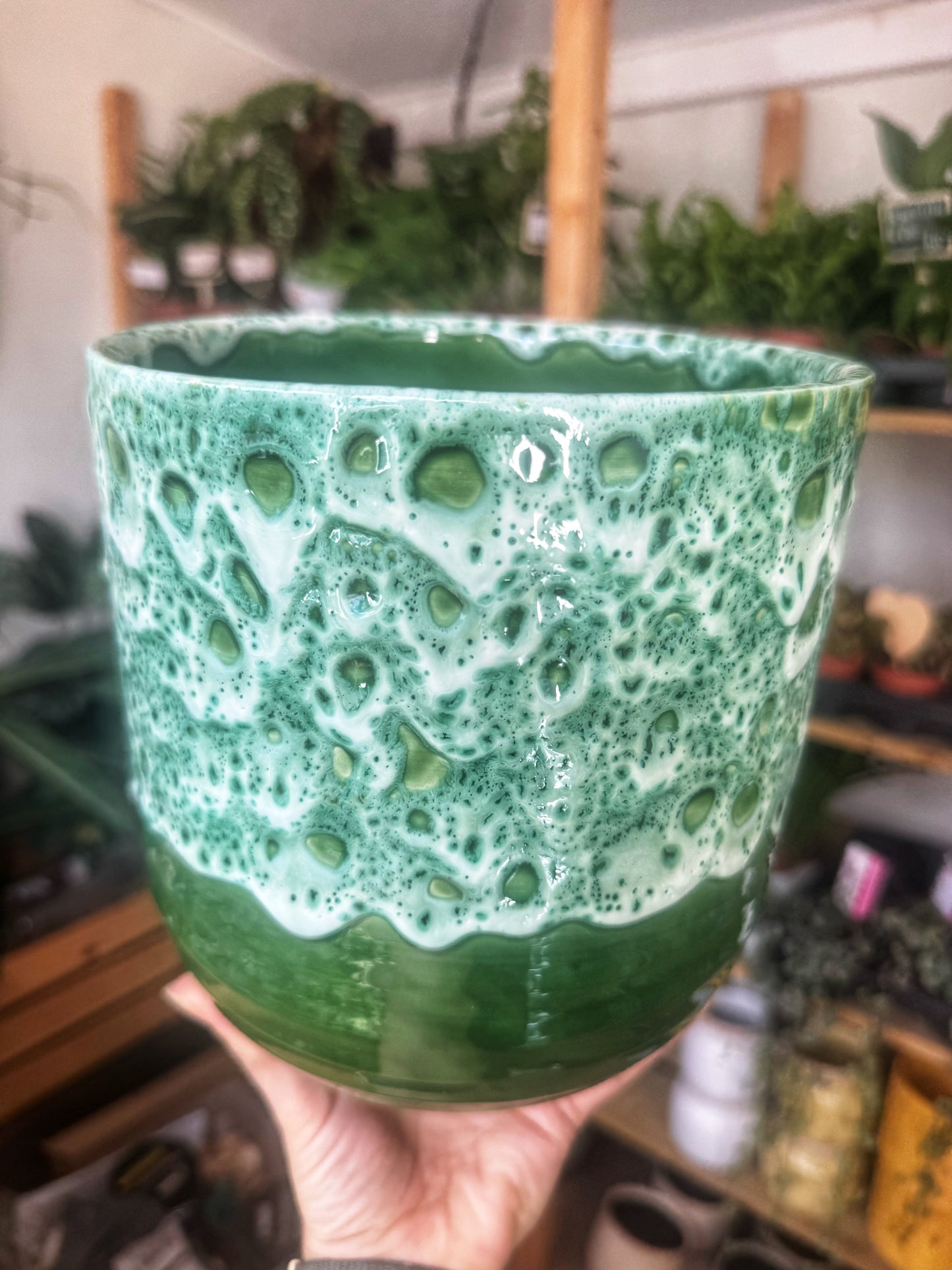 Emerald Reactive Glaze Pot -D16cm