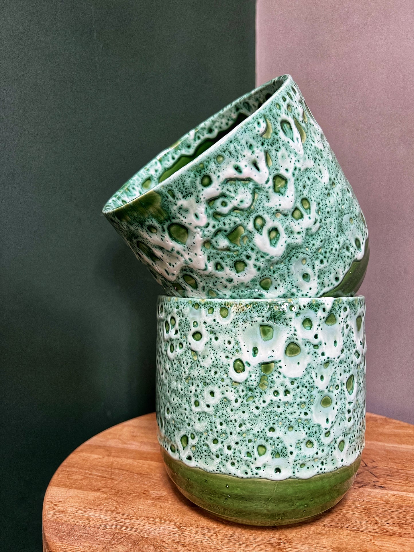 Emerald Reactive Glaze Pot -D16cm