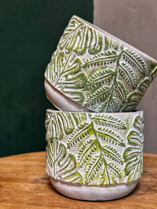 Mini Fern leaf Cement Pots
