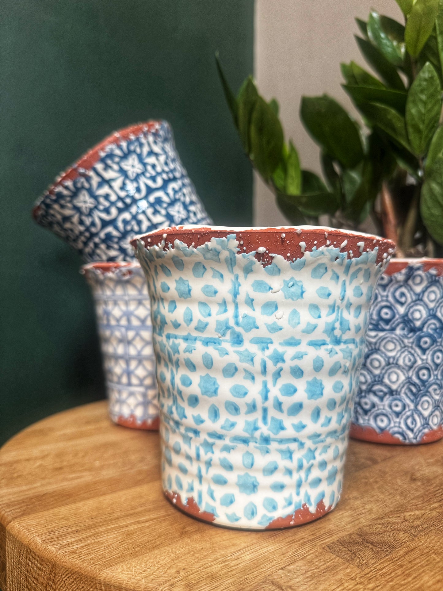 Blue Terracotta Pattern pots