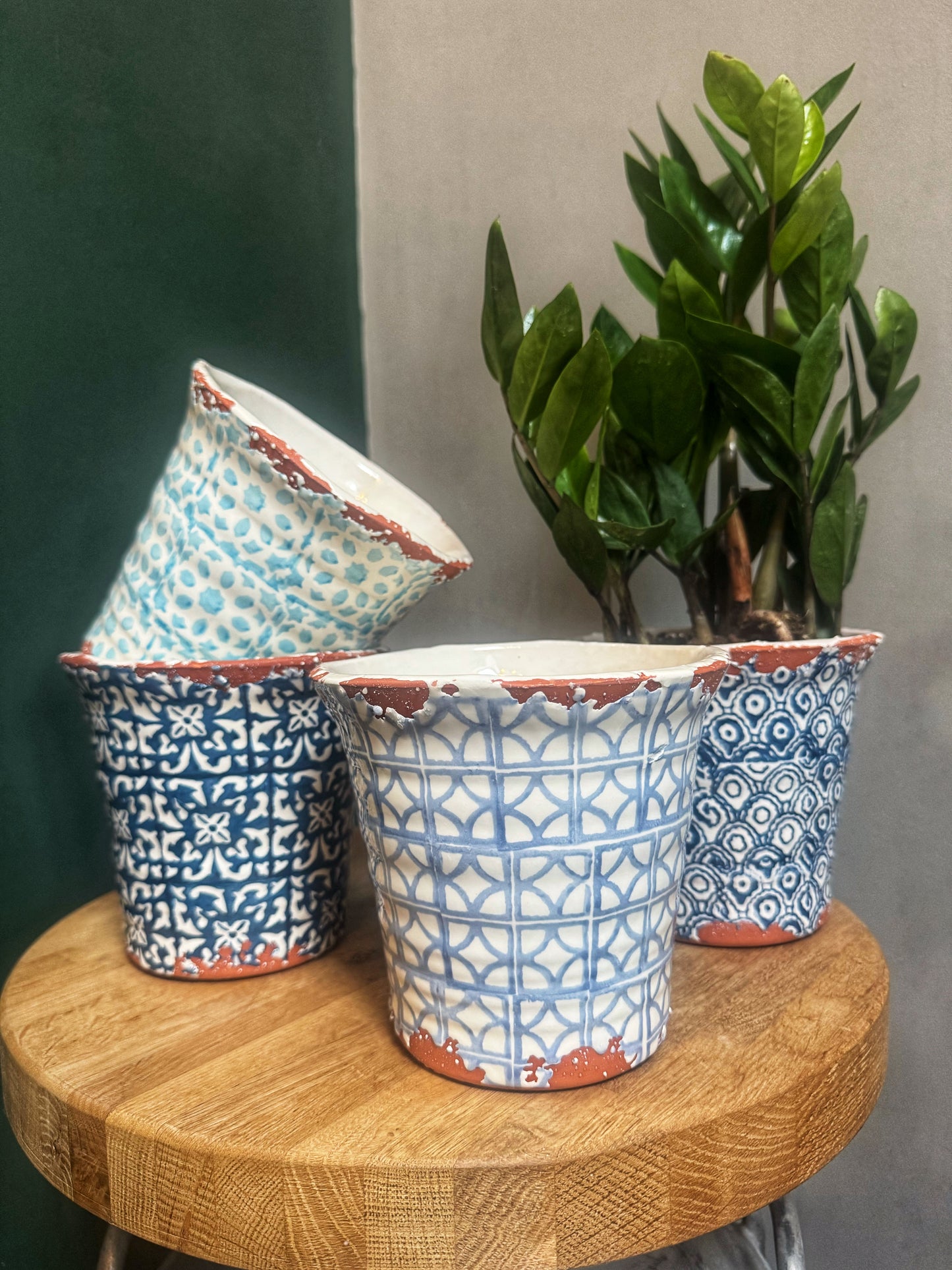 Blue Terracotta Pattern pots