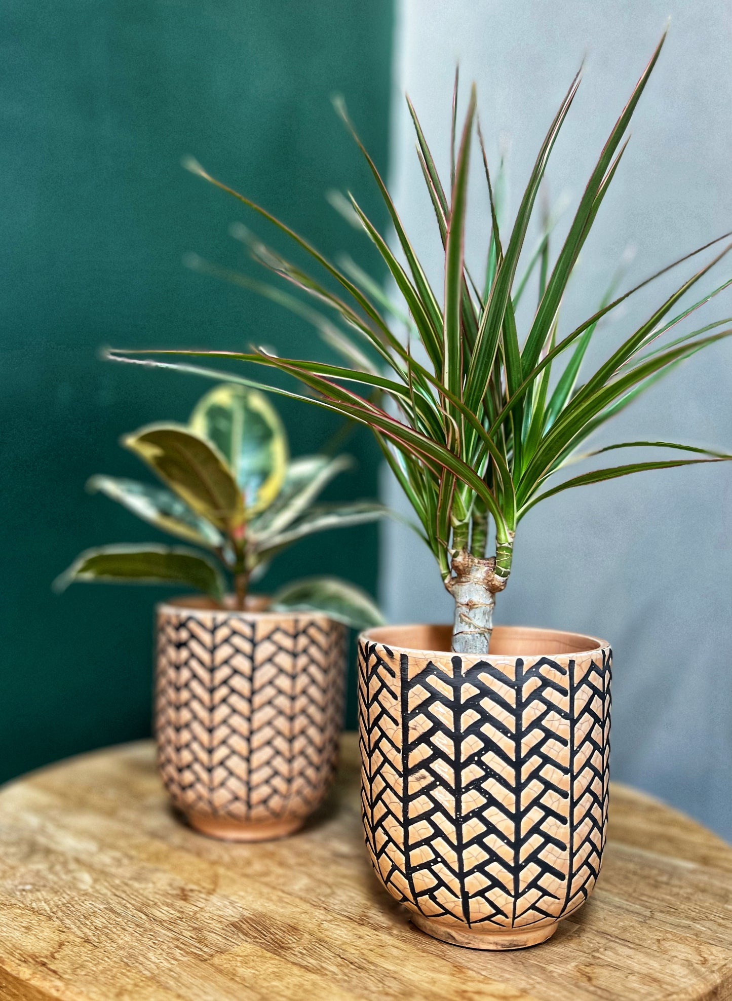 Peach Herringbone Mini Pot