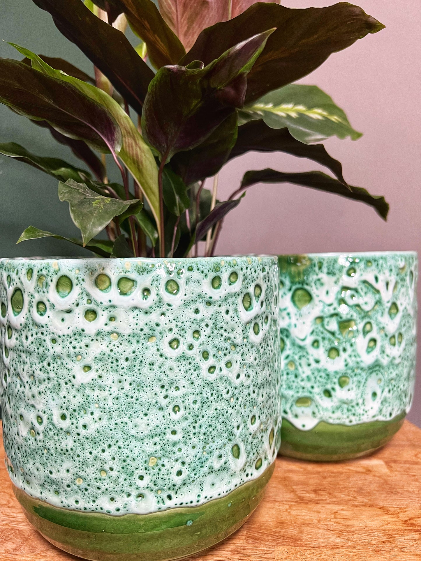 Emerald Reactive Glaze Pot -D16cm